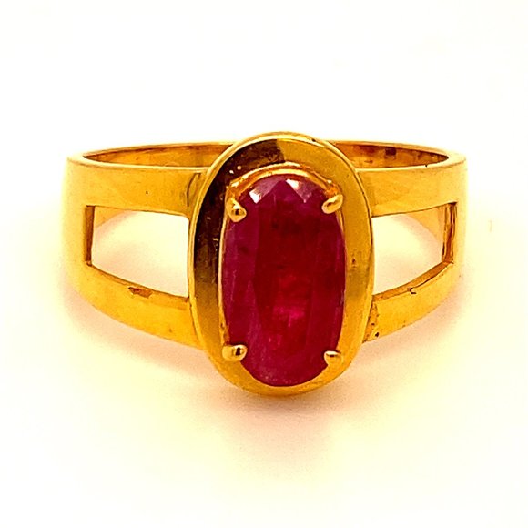 GIA Tajik Ruby 2.06ct Solid 21K Yellow Gold Ring - Picture 1 of 9